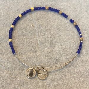 Alex and Ani Cobalt and Gold Beaded Bracelet
